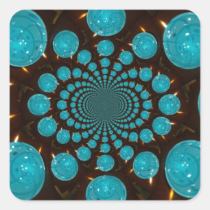 Dizzying Display of Cyan Lights Kaleidoscope  Art Square Sticker