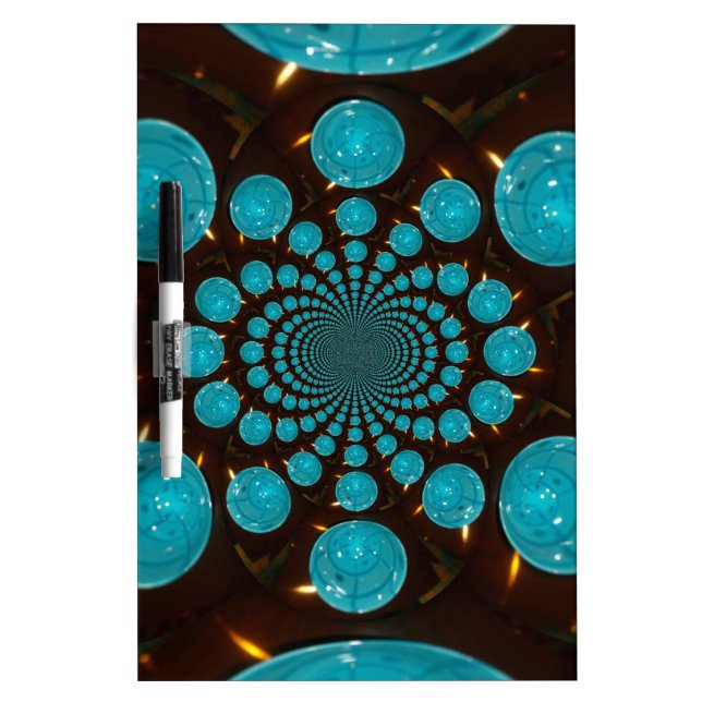 Dizzying Display of Cyan Lights Kaleidoscope Dry-Erase Board (Front)