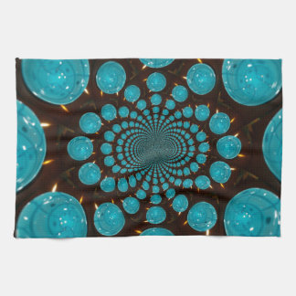 Dizzying Display of Cyan Lights Kaleidoscope Kitchen Towel