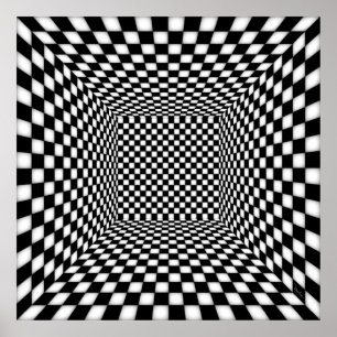 Dizzying Lighted Checkered Chamber Poster