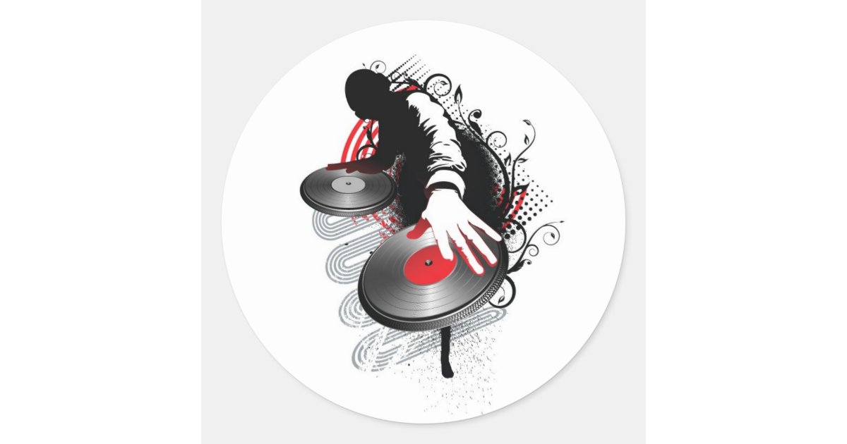 Dj Sticker Back dj-2 classic round sticker | Zazzle