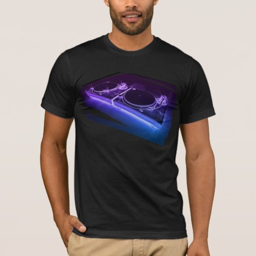 DJ 3D Neon Turntable T_shirt