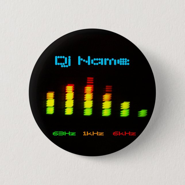 Dj Add your name Custom Equalizer Bar EQ Pinback Button (Front)