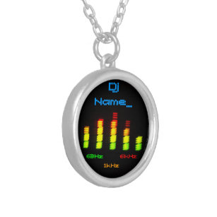 Dj Add your name Custom Equalizer Bar EQ Silver Plated Necklace