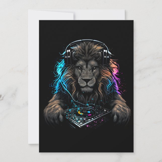 DJ as a wild lion  Invitation (Front)