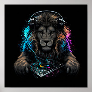 DJ as a wild lion Poster