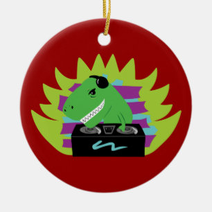 Dj-asaurus Rex Ceramic Ornament