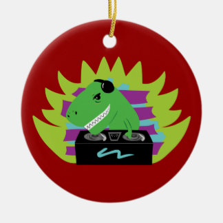 Dj-asaurus Rex Ceramic Ornament