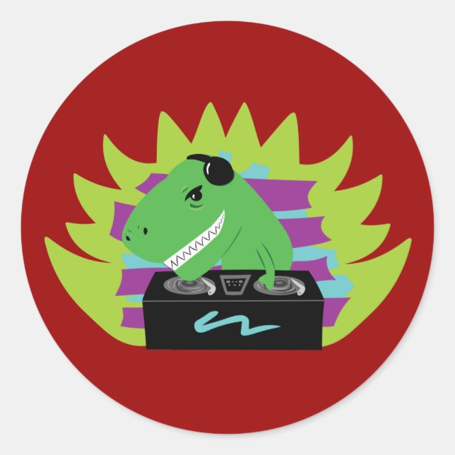 Dj-asaurus Rex Classic Round Sticker (Front)