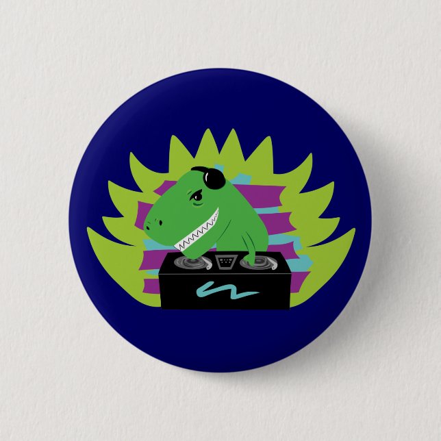 Dj-asaurus Rex Pinback Button (Front)
