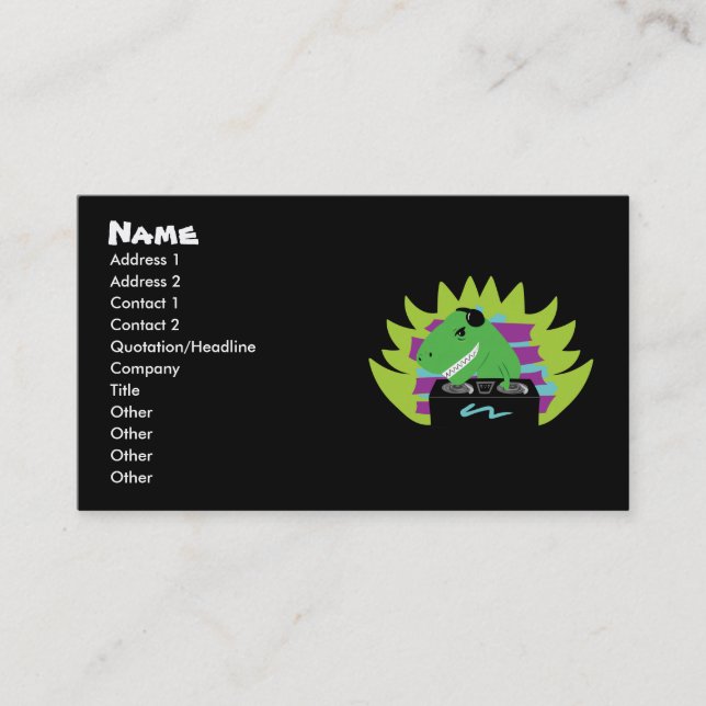 Dj-asaurus Rex T-Rex DJ Business Cards (Front)
