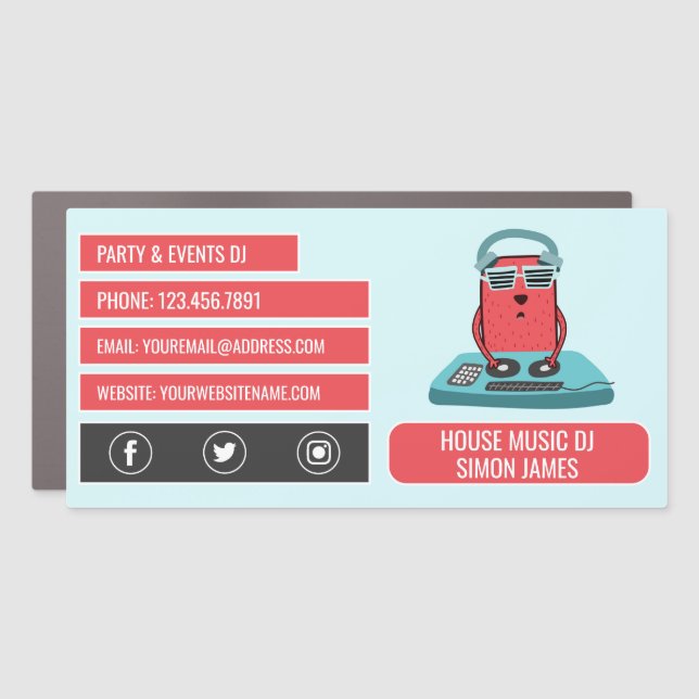 DJ at the Deck Cartoon, Professional DJ Car Magnet (Front)