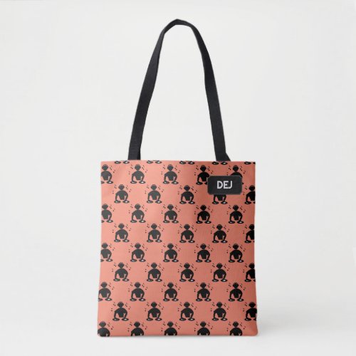 DJ at Turntables _ Deejay design _ add initials to Tote Bag
