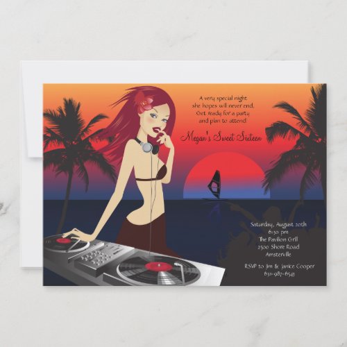 DJ Beauty Party Invitation
