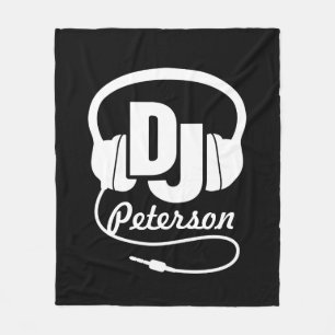DJ black & white add your name  Fleece Blanket