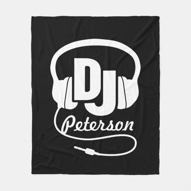 DJ black & white add your name  Fleece Blanket (Front)