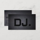 DJ Bold Text Cool Black Modern Minimalist Business Card (Front/Back)