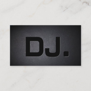 DJ Bold Text Cool Black Modern Minimalist Business Card