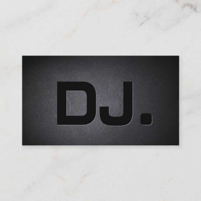 DJ Bold Text Cool Black Modern Minimalist Business Card (Front)