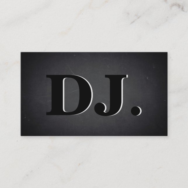 DJ Bold Text Cool Blackboard Modern Business Card (Front)