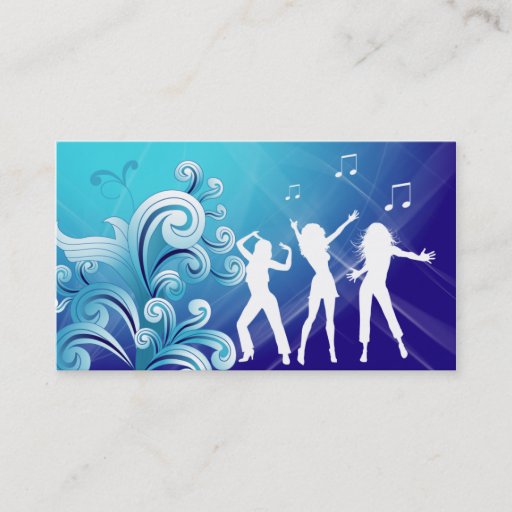 Customizable Dj Business Card Music Blue Retro Dance