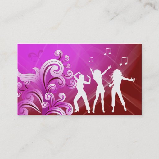 Customizable Dj Business Card Music Pink Red Retro Dance