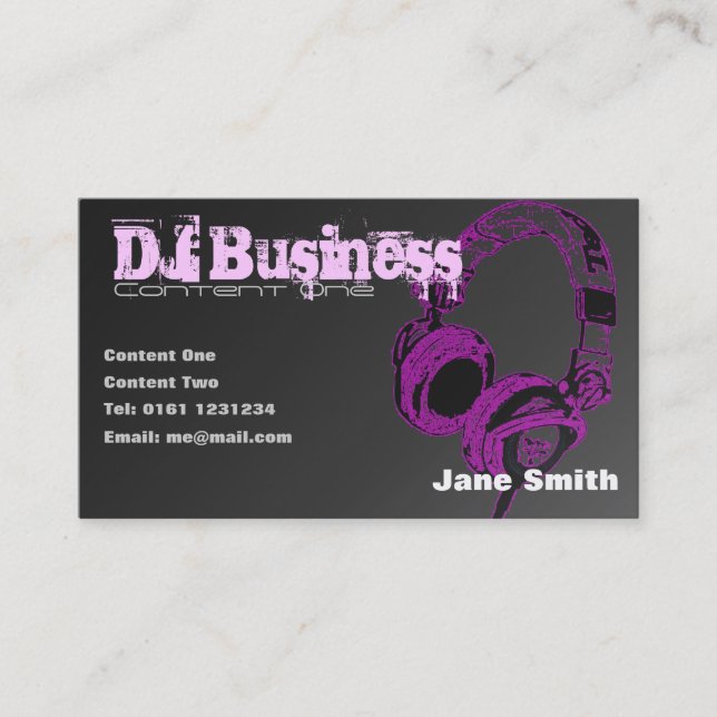 DJ Business Card [pink] - customisable (Front)