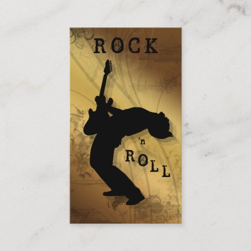 DJ Business Cards Guitar Music Gold Beige