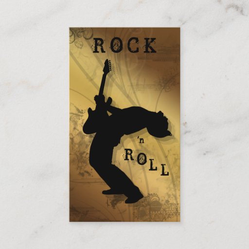 Customizable DJ Business Cards Guitar Music Gold Beige