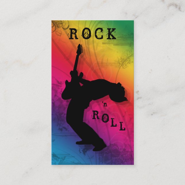 DJ Business Cards Guitar Music Rainbow (Front)