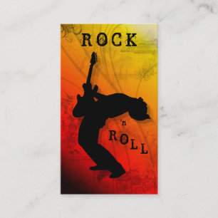 DJ Business Cards Guitar Music Red Yellow