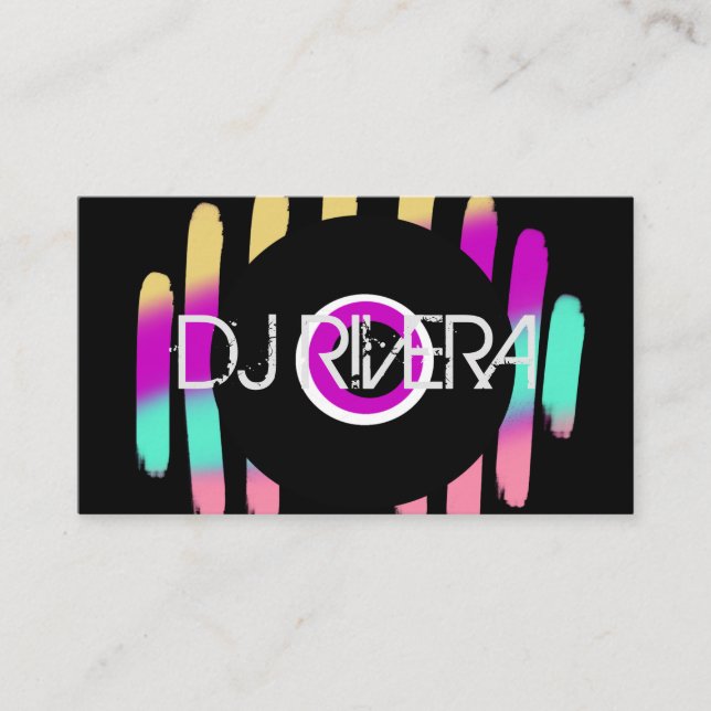 DJ Business Music Producer Neon and Black Card (Front)