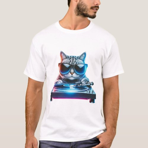 DJ Cat at the Turntable T_Shirt