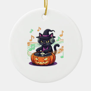 Dj cat halloween Oversized T-Shirt Ceramic Ornament