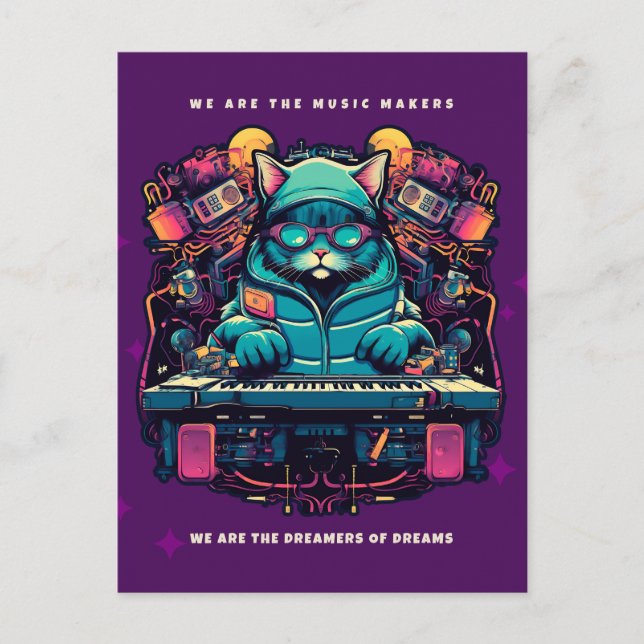 DJ CAT, MUSIC MAKERS DREAMERS OF DREAMS Postcard (Front)