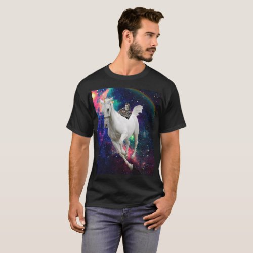 DJ Cat Riding Unicorn Shirt Cool Space Unicorn Rai