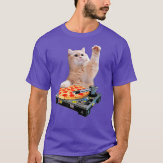 DJ Cat Shirt Cat DJ Pizza EDM Music Cute White