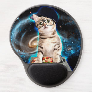 GCKG Cool Galaxy DJ Cat Funny Animal Pet Mouse Pad Personalized