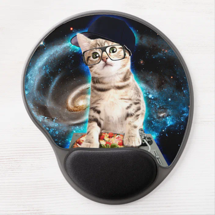 Dj Cat Space Cat Cat Pizza Cute Cats Gel Mouse Pad Zazzle Com