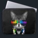 DJ cat with sunglasses and headphones Laptop Sleeve<br><div class="desc">cat kittens feline , cats pet Dj headphones,  sounds cool musical,  sunglasses cute , funny pop face dance,  cat kittens feline , cats pet</div>