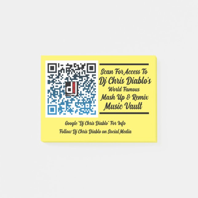 Dj Chris Diablo Promo Post its Post-it Notes (Front)