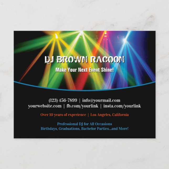 DJ Club Music Uplighting Postcard (Front)