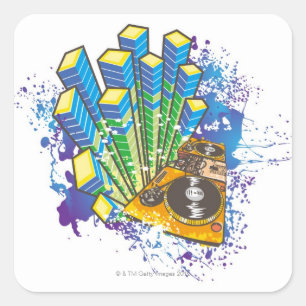 DJ Control Panel Square Sticker