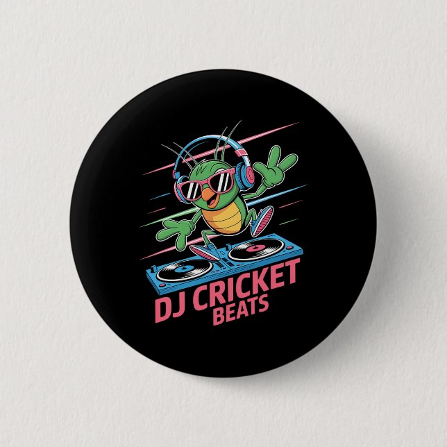 Dj Cricket Beats Groovy Music Fun  Button (Front)