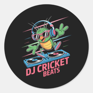 Dj Cricket Beats Groovy Music Fun Classic Round Sticker