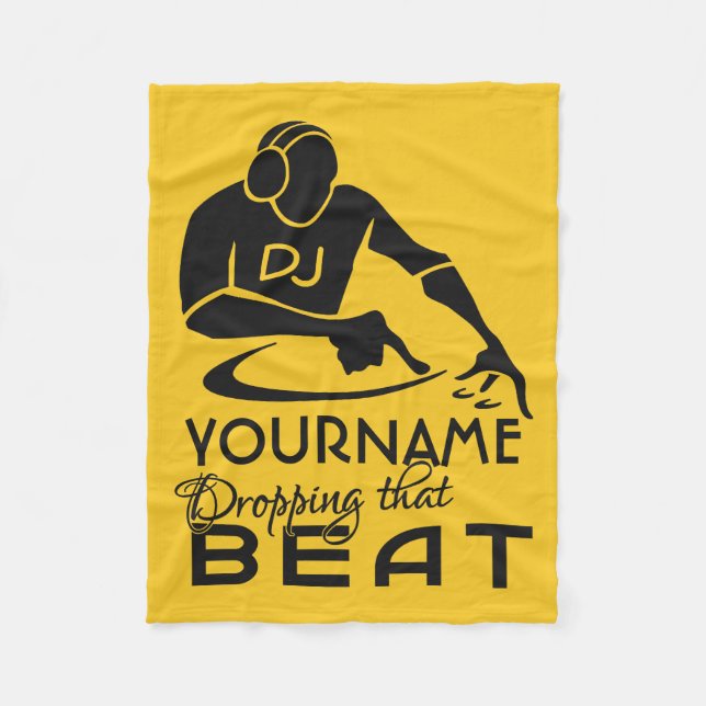 DJ custom name & color fleece blanket (Front)