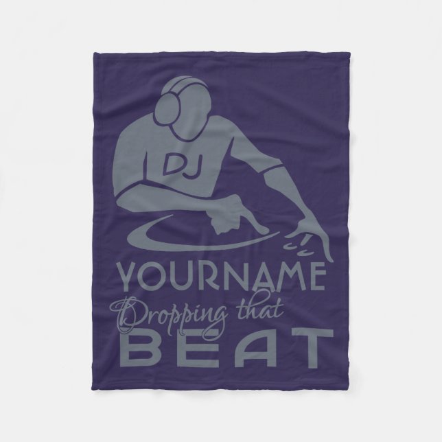 DJ custom name & color fleece blanket (Front)