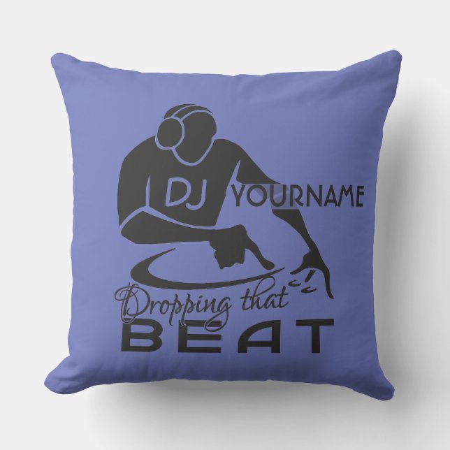 DJ custom name & color throw pillow (Front)