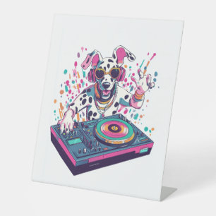 DJ Dalmatian � EDM Rave Party Dog Pedestal Sign