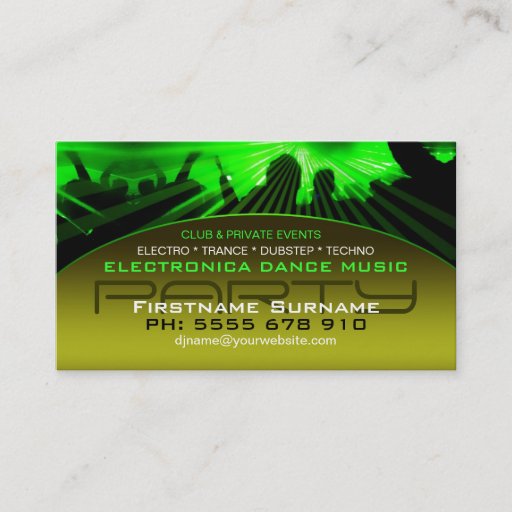 Customizable DJ Dance Nightclub Lasers Lights Business Card